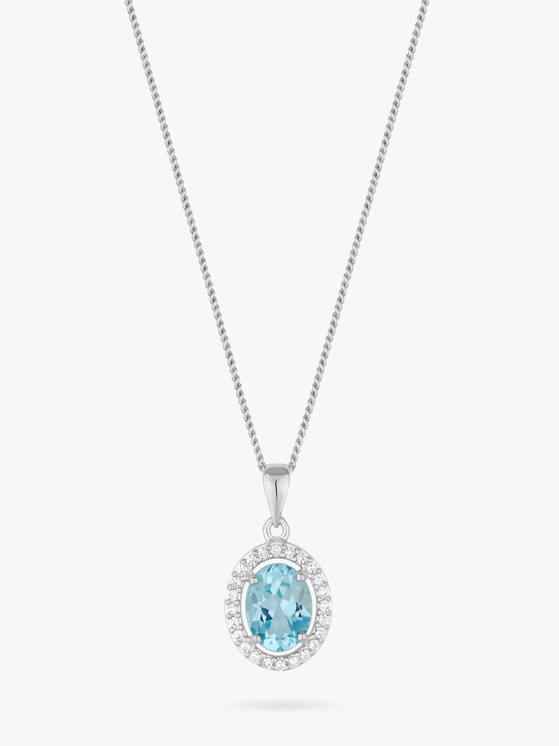 Product image 1 of 1, which shows Simply Silver Topaz Halo Pendant Necklace, Silver/Blue