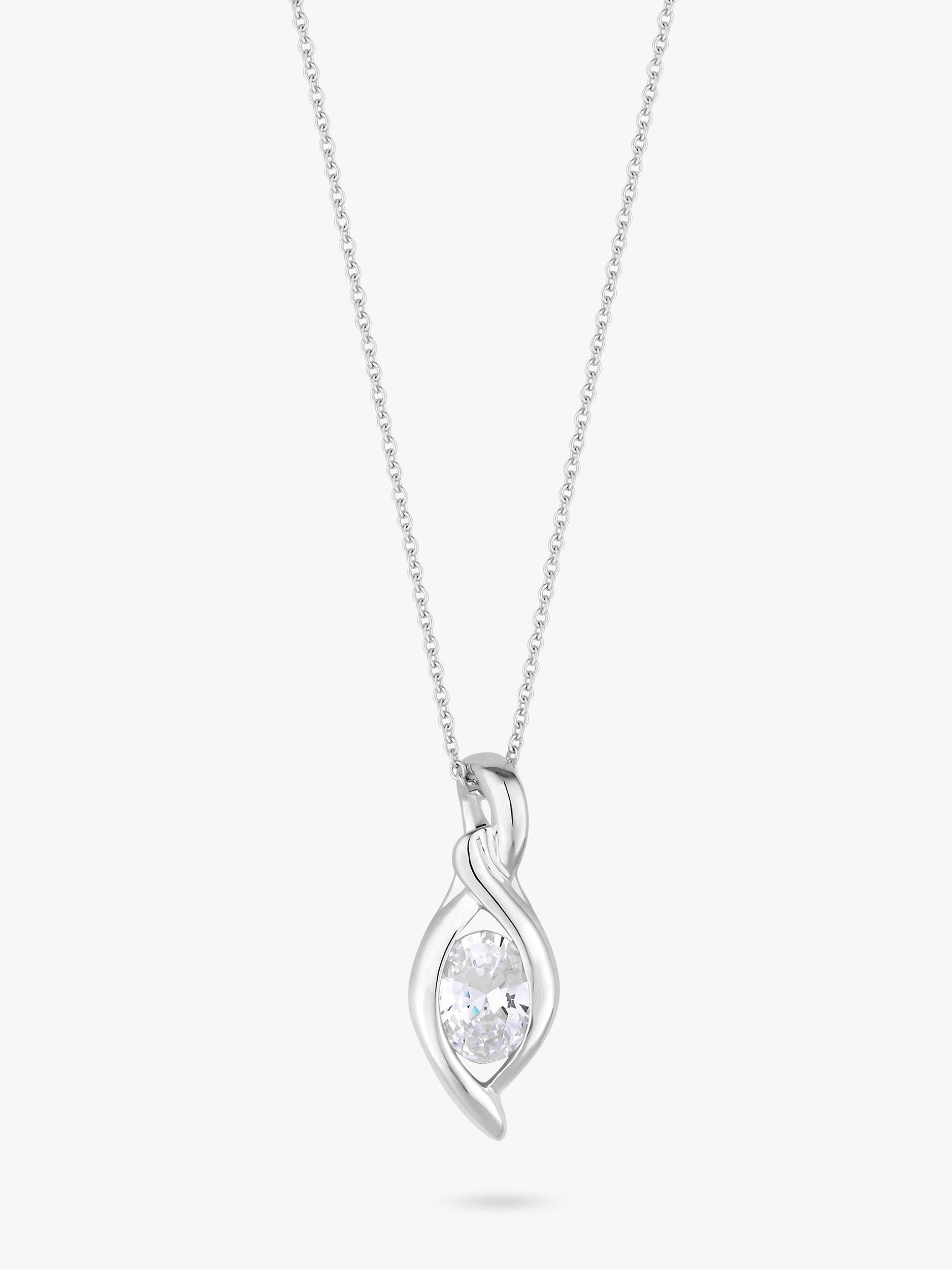 Product image 1 of 1, which shows Simply Silver Cubic Zirconia Navette Pendant Necklace, Silver