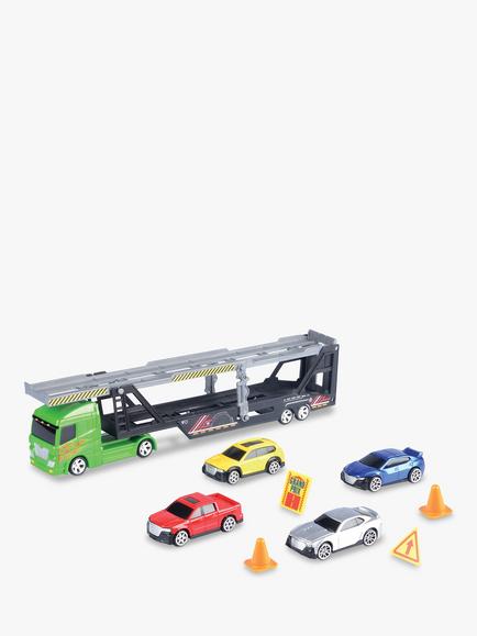 John Lewis Toy Car Transporter & 4 Cars Set, Assorted - view 2, Multi