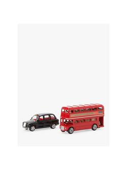 John Lewis Toy London Bus & Taxi Cab, Pack of 2, Assorted, Multi