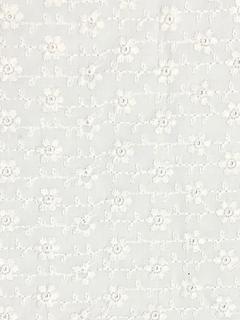 John Louden Broderie Anglaise Flower Stripes Fabric, White
