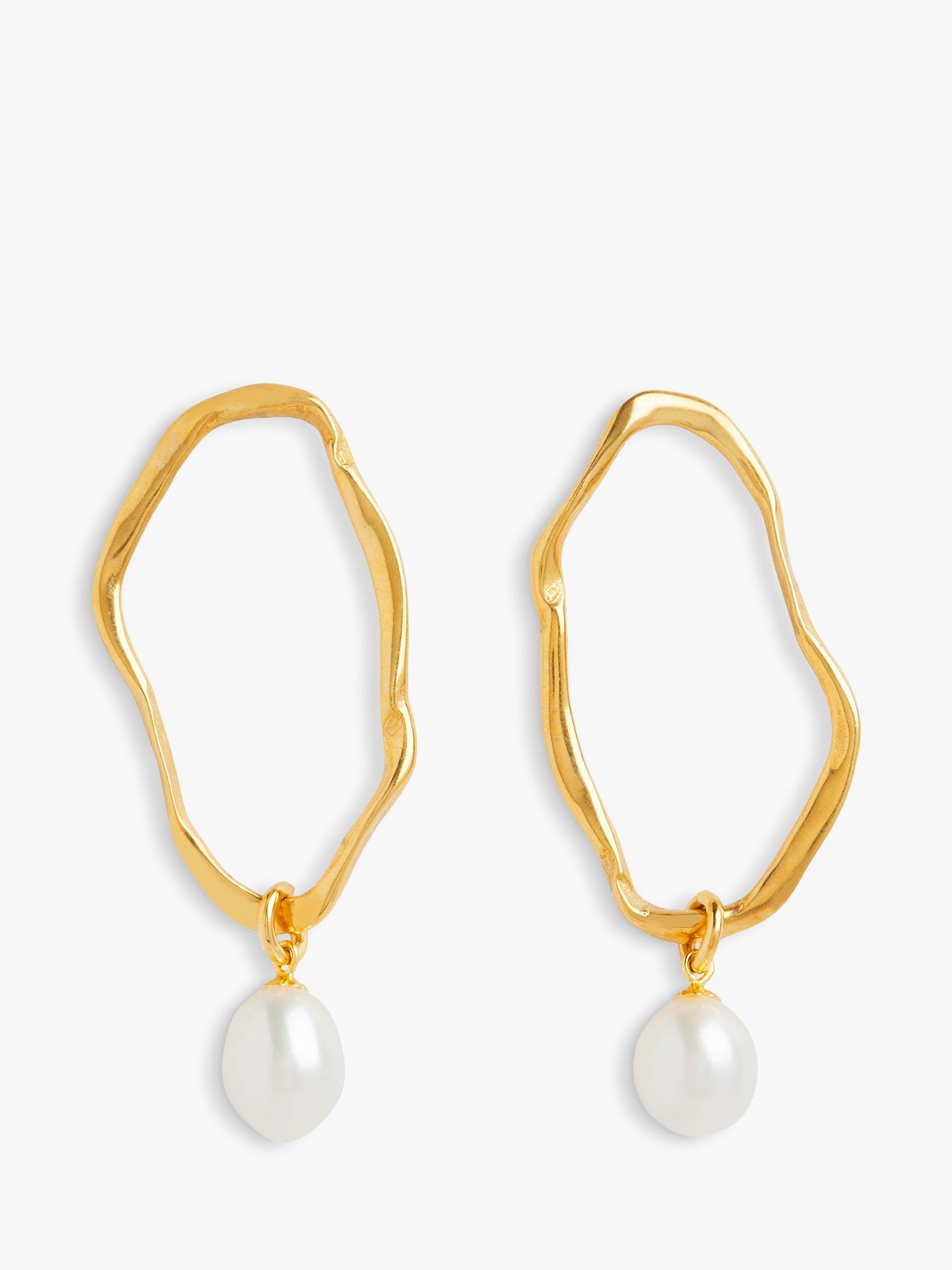 Product image 1 of 2, which shows Deborah Blyth Baroque Pearl Ripple Drop Earrings, Gold