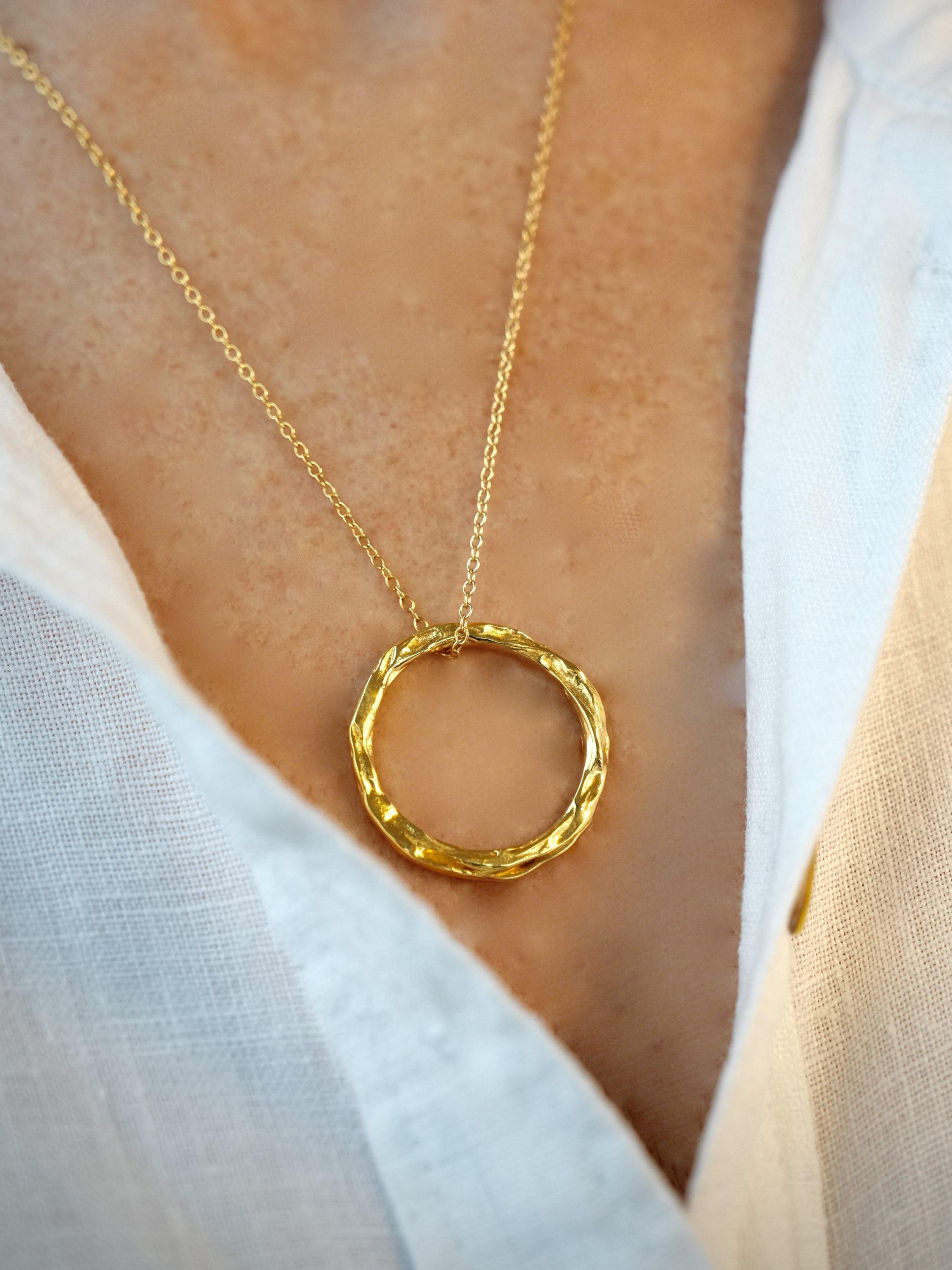 Product image 2 of 2, which shows Deborah Blyth Artemis Circle Pendant Necklace, Gold