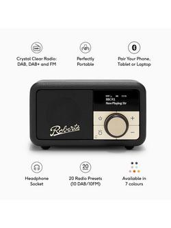 Roberts Revival Petite 2 DAB/DAB+/FM Bluetooth Portable Digital Radio with Alarm - view 2, Black