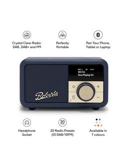 Roberts Revival Petite 2 DAB/DAB+/FM Bluetooth Portable Digital Radio with Alarm - view 2, Midnight Blue