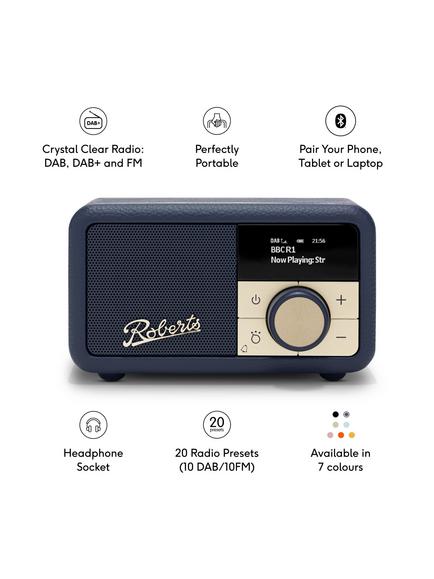 Roberts Revival Petite 2 DAB/DAB+/FM Bluetooth Portable Digital Radio with Alarm - view 2, Midnight Blue