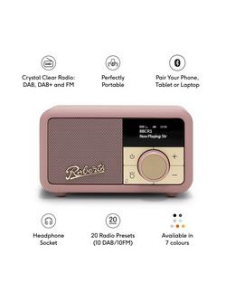 Roberts Revival Petite 2 DAB/DAB+/FM Bluetooth Portable Digital Radio with Alarm - view 2, Dusky Pink