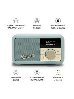 Roberts Revival Petite 2 DAB/DAB+/FM Bluetooth Portable Digital Radio with Alarm - view 2, Duck Egg