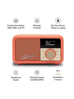 Roberts Revival Petite 2 DAB/DAB+/FM Bluetooth Portable Digital Radio with Alarm - view 2, Pop Orange