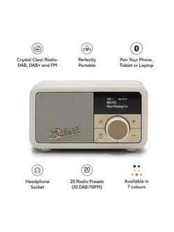 Roberts Revival Petite 2 DAB/DAB+/FM Bluetooth Portable Digital Radio with Alarm - view 2, Pastel Cream