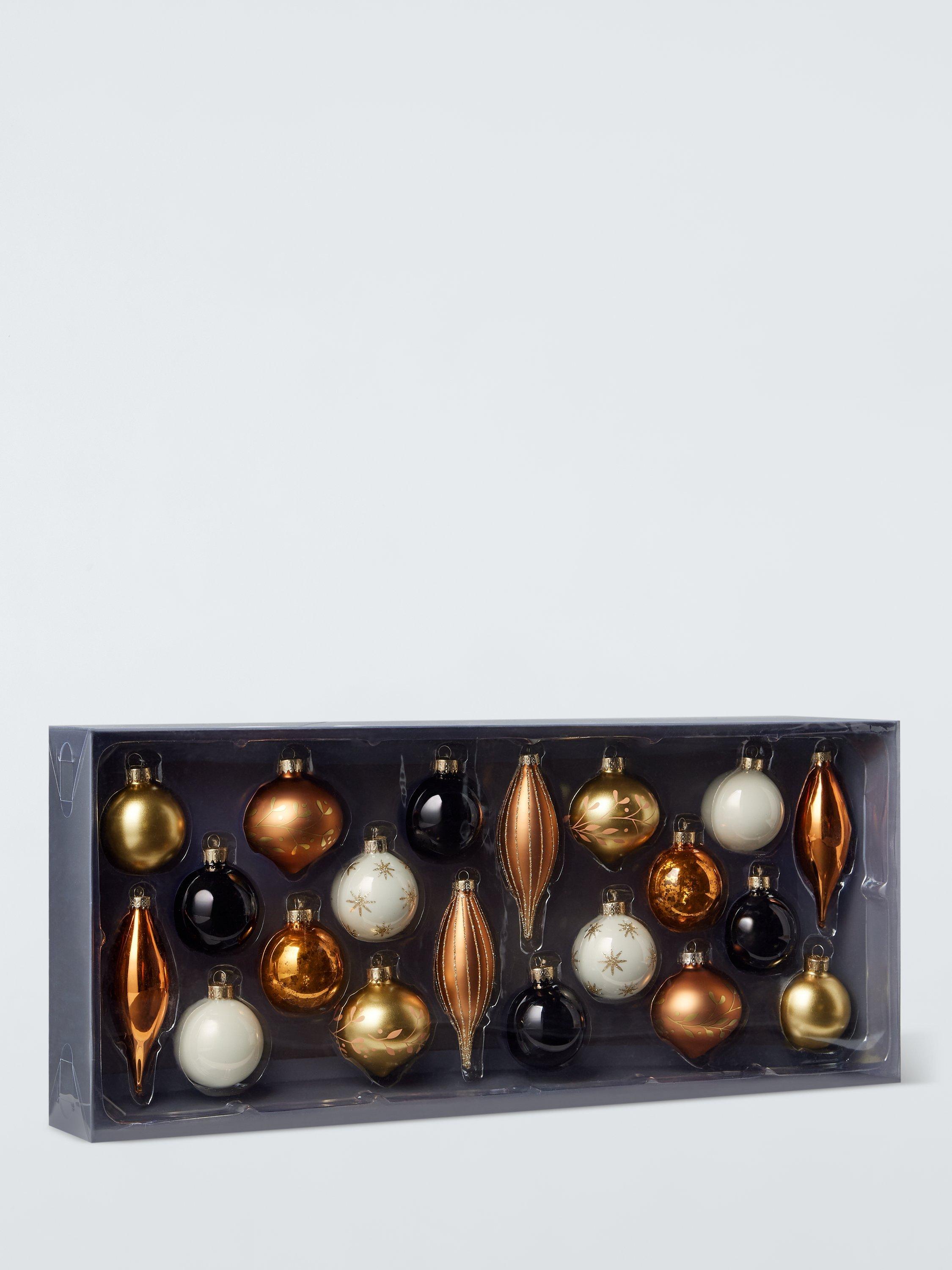 John Lewis Wisdom Wonder Assorted Glass Baubles Box of 20 Black