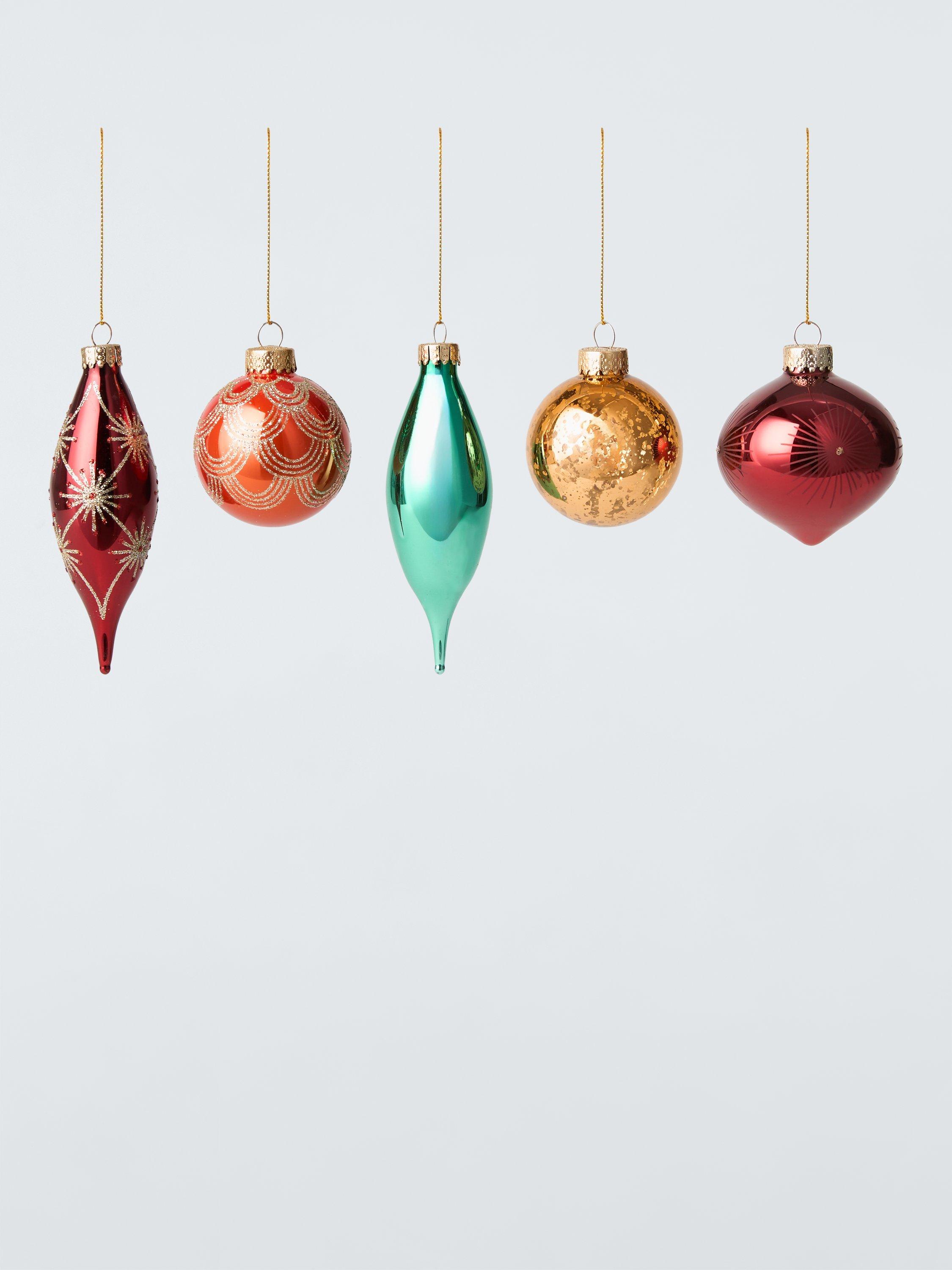 John Lewis Dawn Dusk Assorted Glass Baubles Box of 20 Autumn