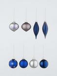 John Lewis Assorted Glass Baubles, Box of 20, Blue