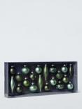 John Lewis Assorted Glass Baubles, Box of 20, Green