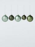 John Lewis Glass Baubles, Box of 42, Green