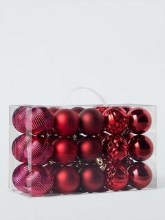 John Lewis Shatterproof Baubles, Box of 30, Red