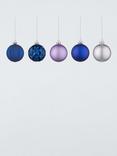 John Lewis Shatterproof Baubles, Box of 30, Blue