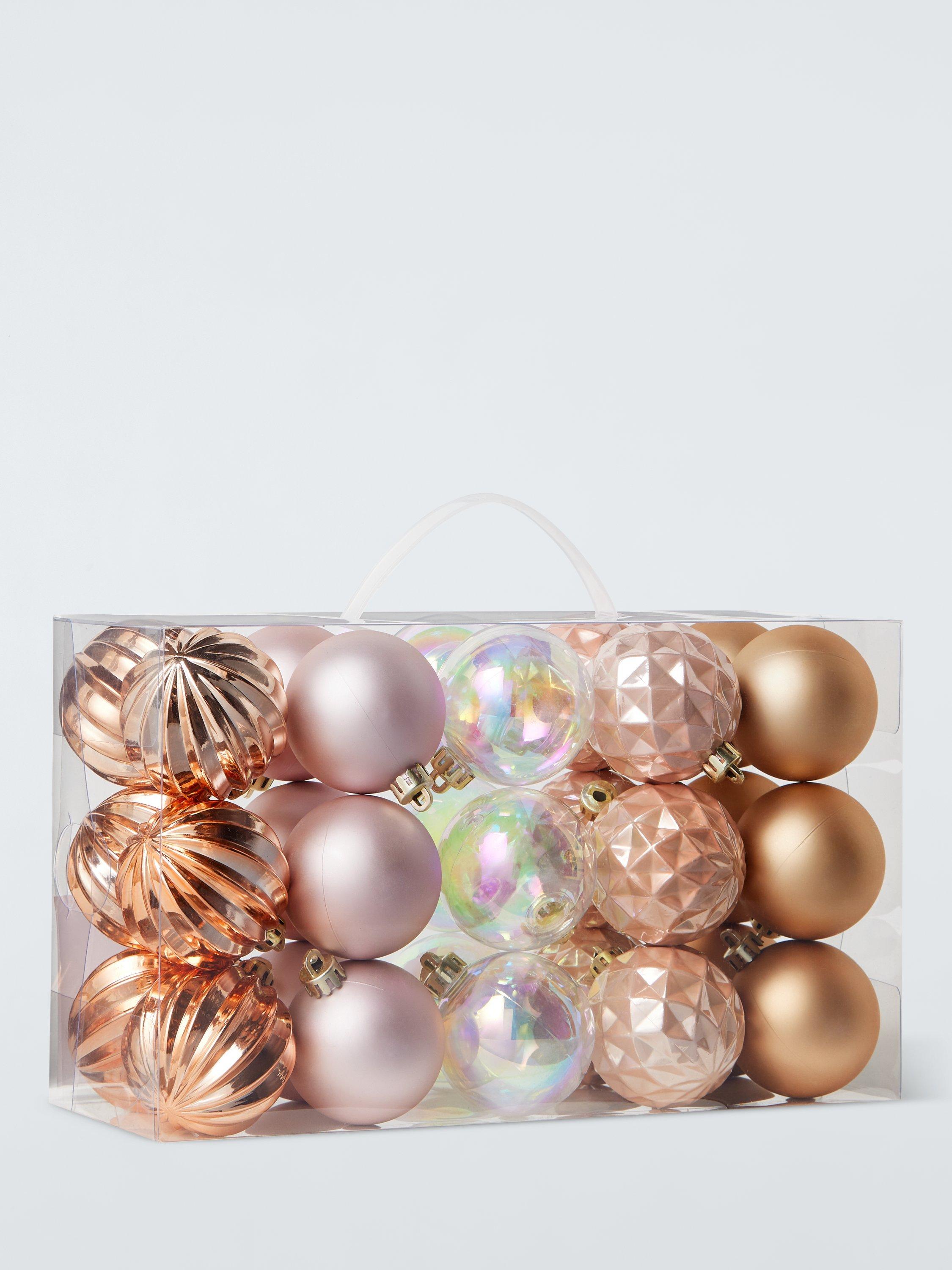 John Lewis Shatterproof Baubles, Box of 30, Pink