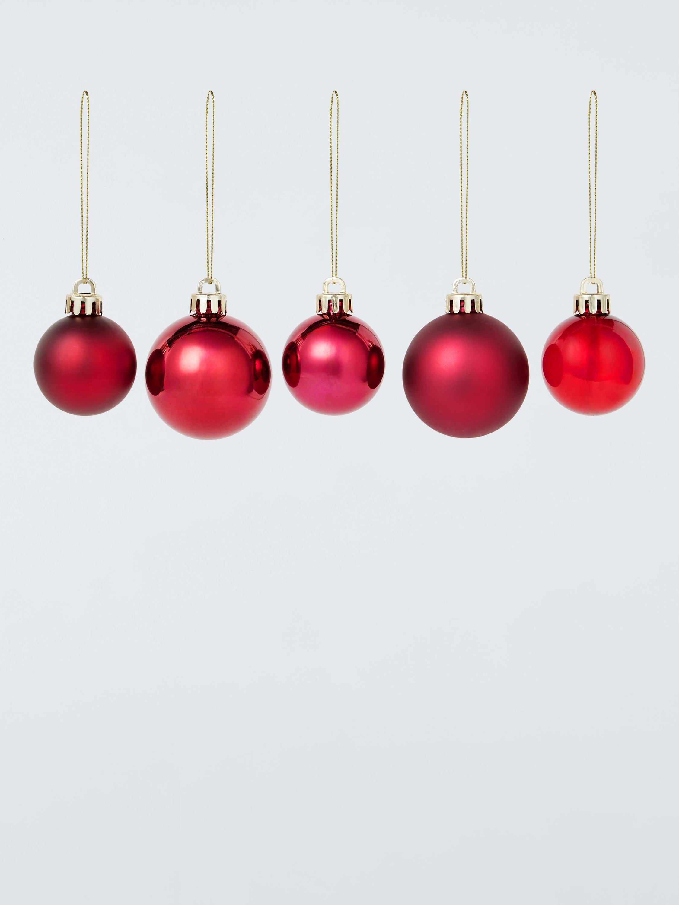 John Lewis Small Shatterproof Baubles, Box of 100, Red