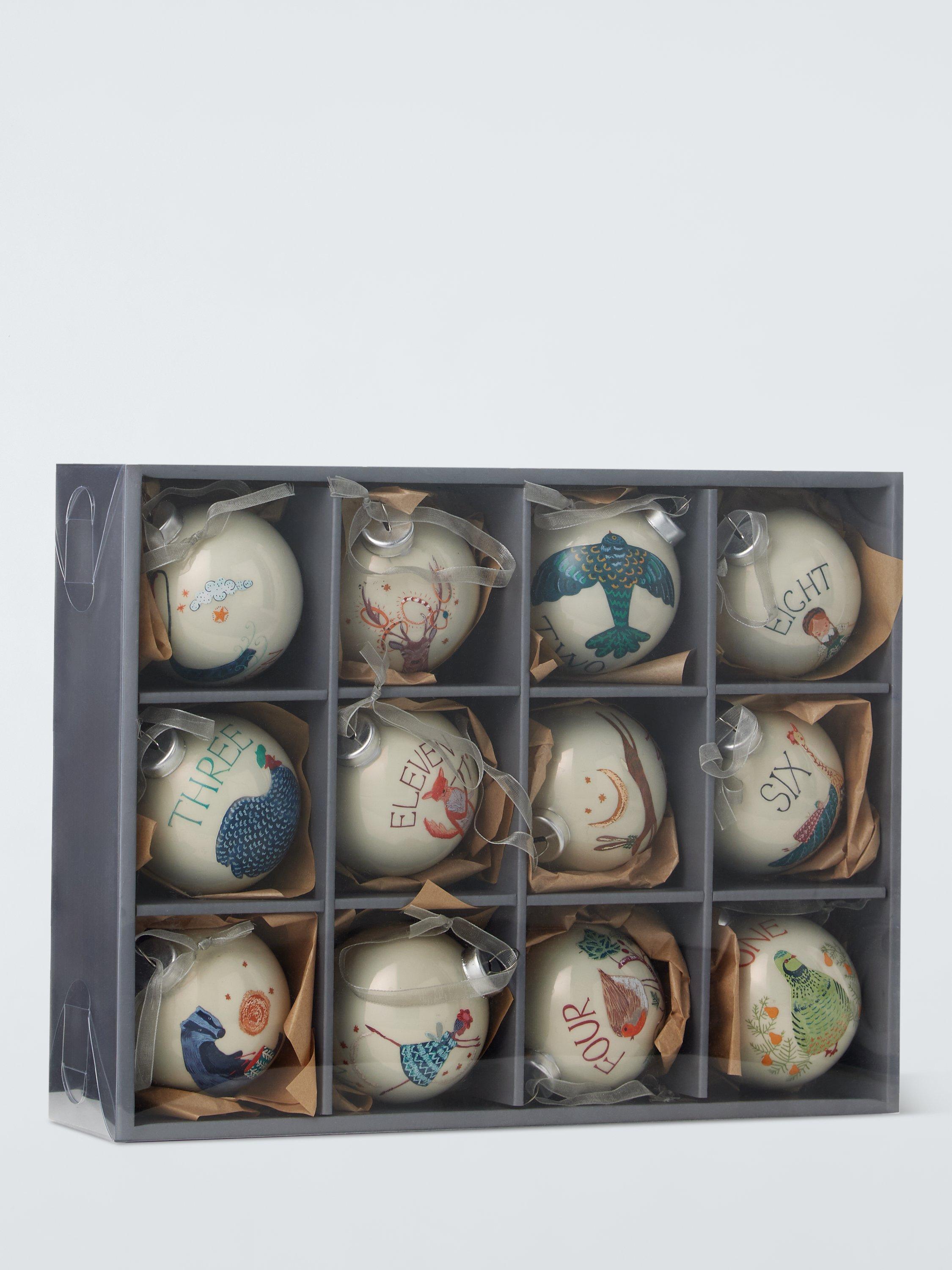 John Lewis Twelve Days of Christmas Baubles, Box of 12