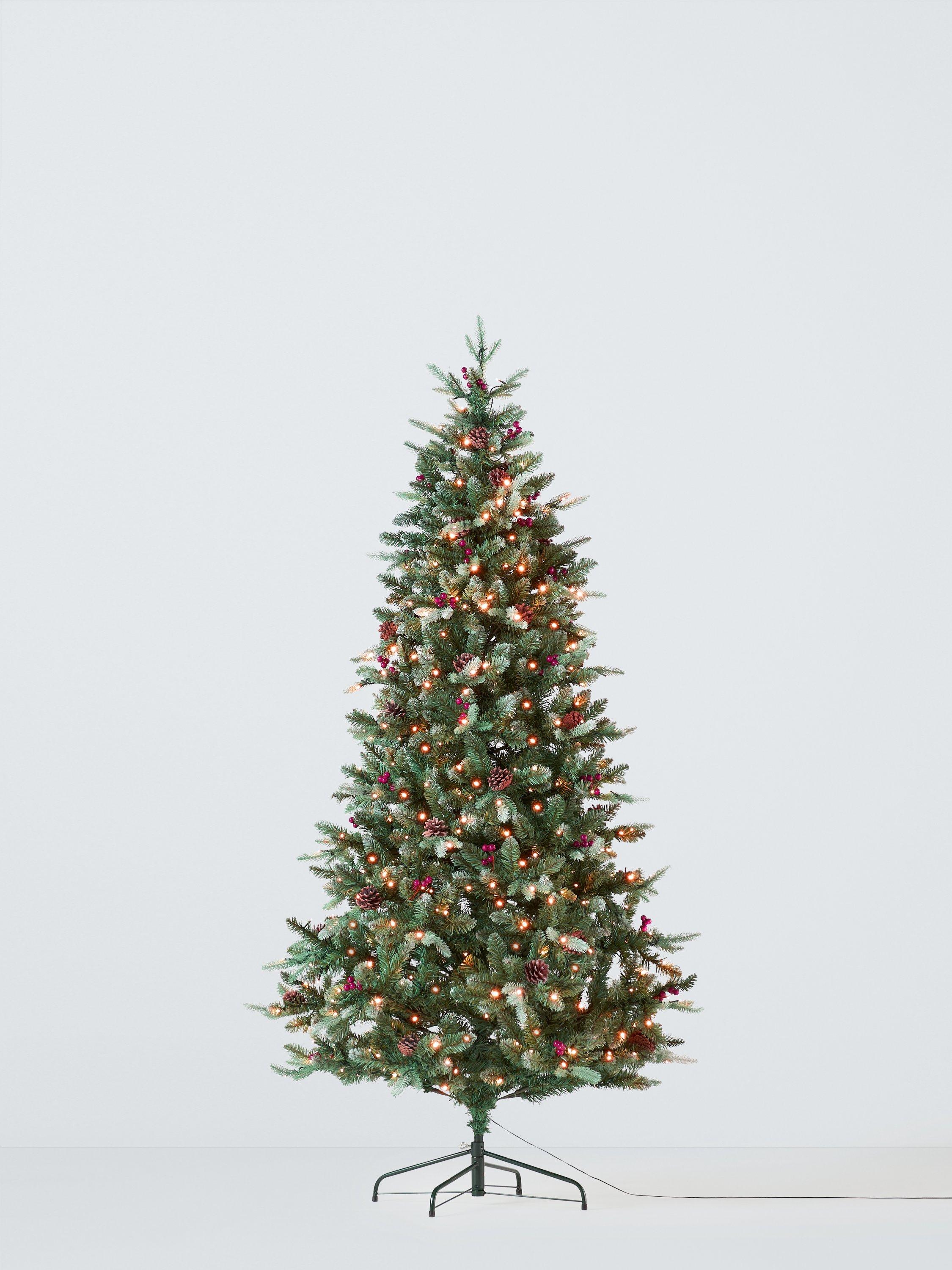 John Lewis Ashridge Pre-lit Frosted Berry & Pine Cone Christmas Tree, 7ft