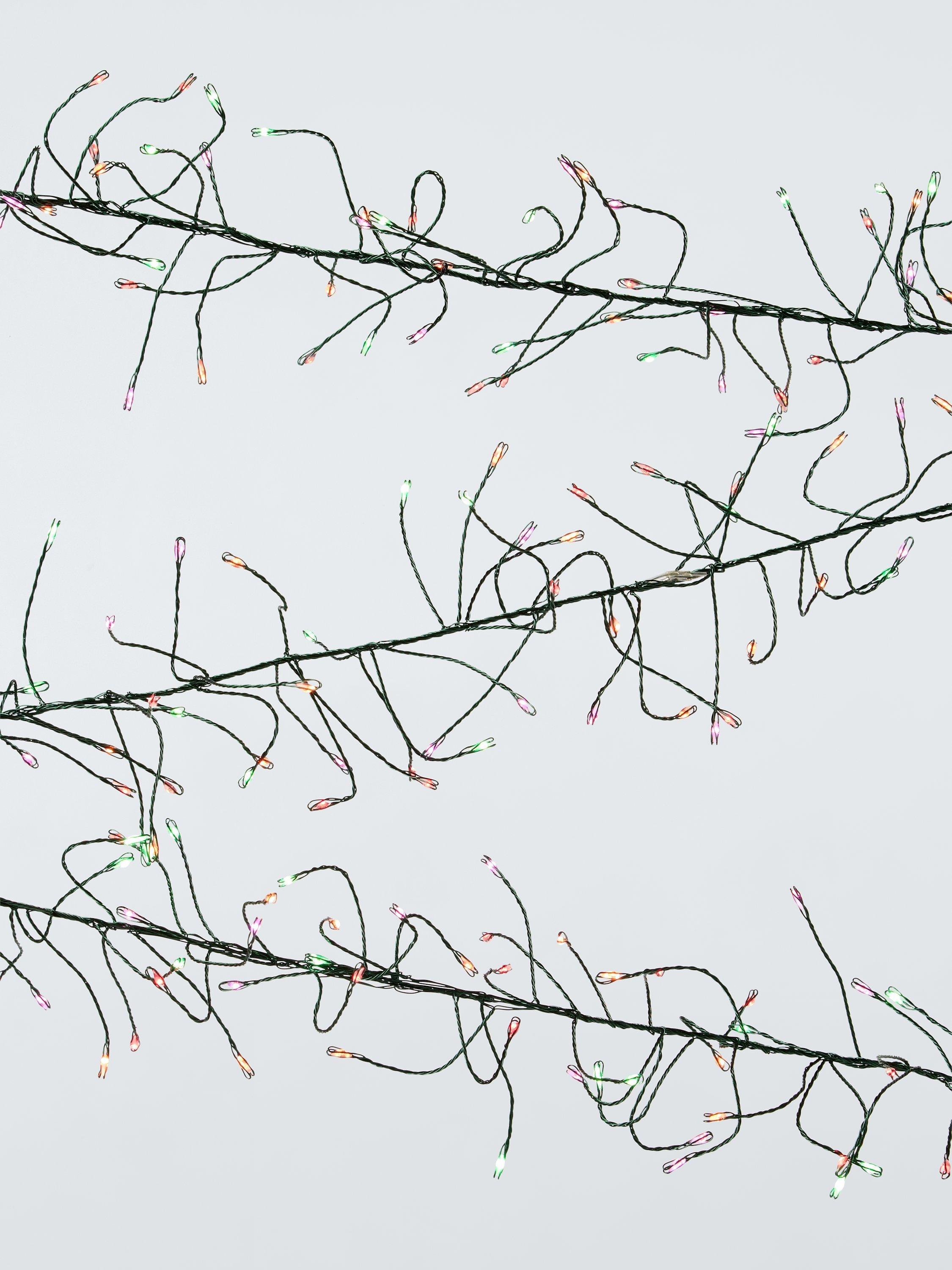 John Lewis 480 Cluster Vine Multifunction Micro LED Lights, Lit Length 3m, Multi/Green Wire