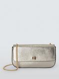 John Lewis Double Chain Flapover Croc Effect Leather Crossbody Bag