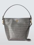 John Lewis Croc Effect Leather Turn Lock Bucket Bag, Taupe, Taupe Croc