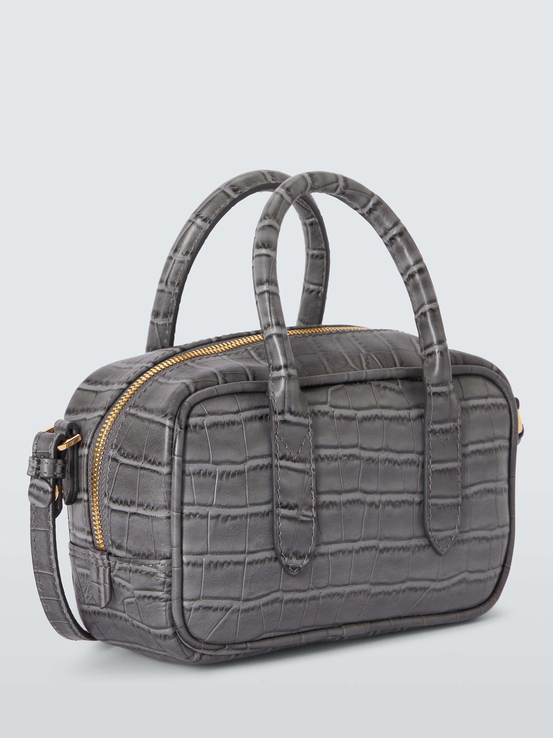 Product image 3 of 6, which shows John Lewis Leather Small Zip Around Grab Bag, Grey