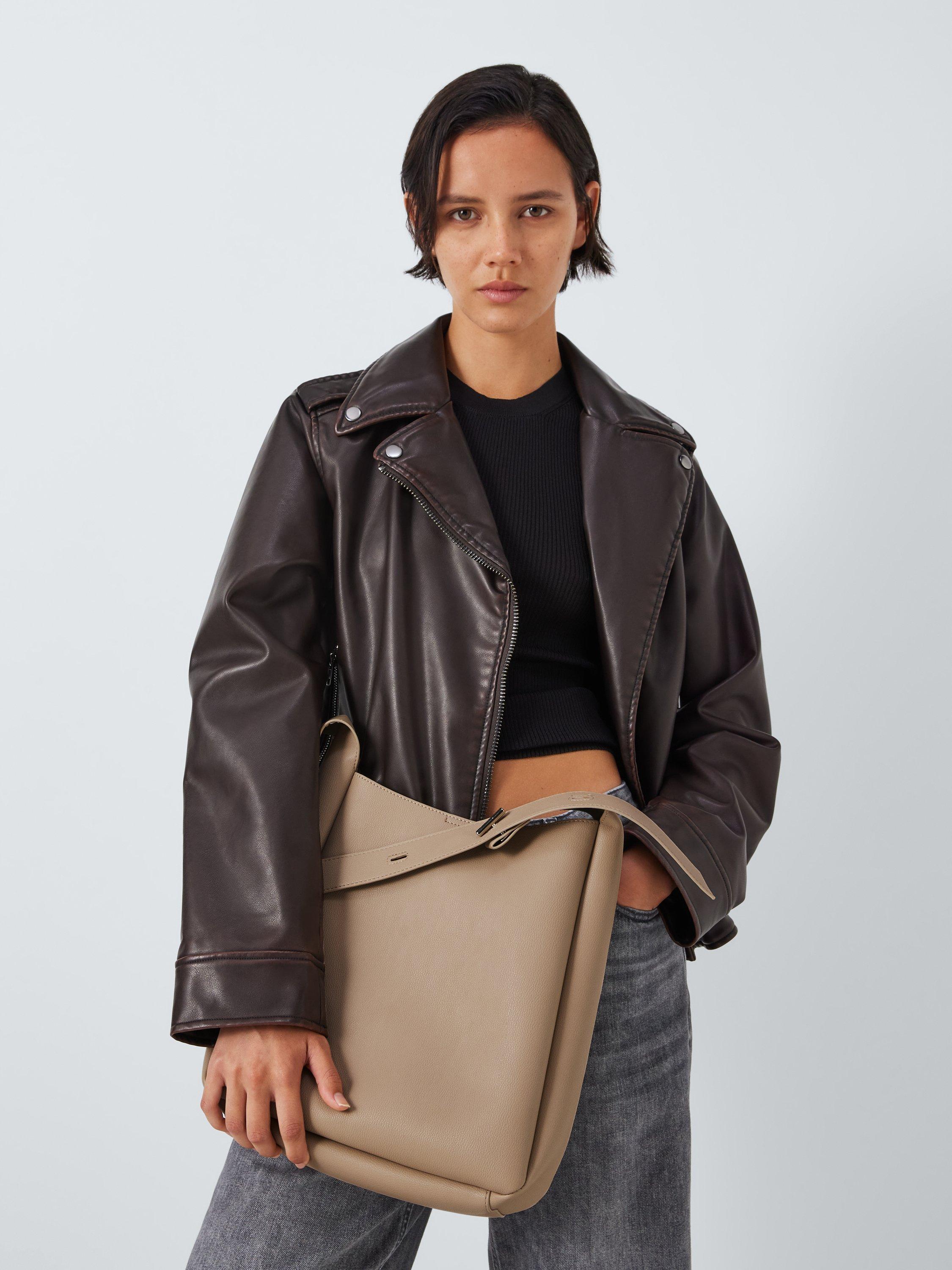 Product image 2 of 6, which shows John Lewis ANYDAY North/South Faux Leather Hobo Bag, Beige