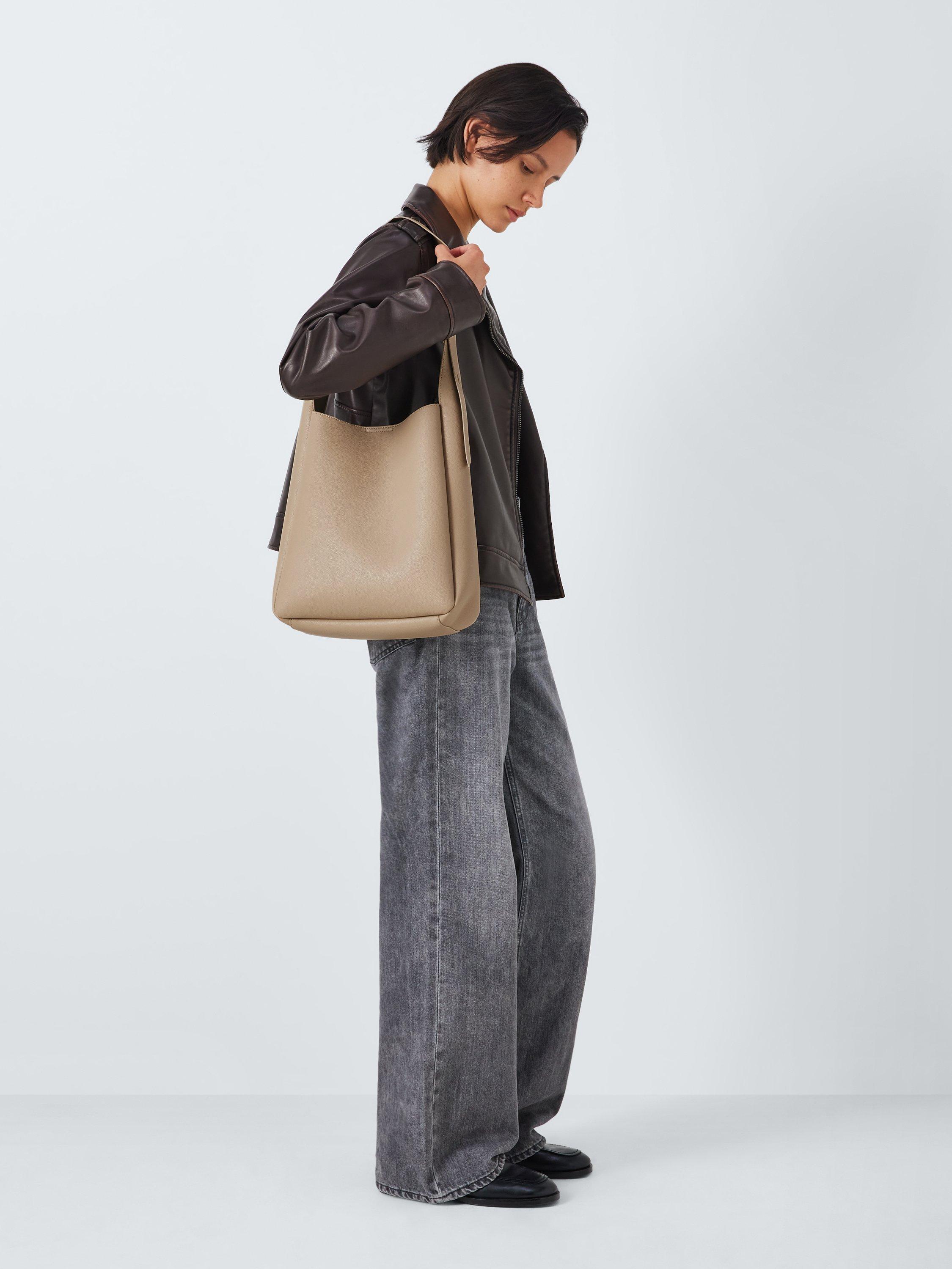Product image 6 of 6, which shows John Lewis ANYDAY North/South Faux Leather Hobo Bag, Beige