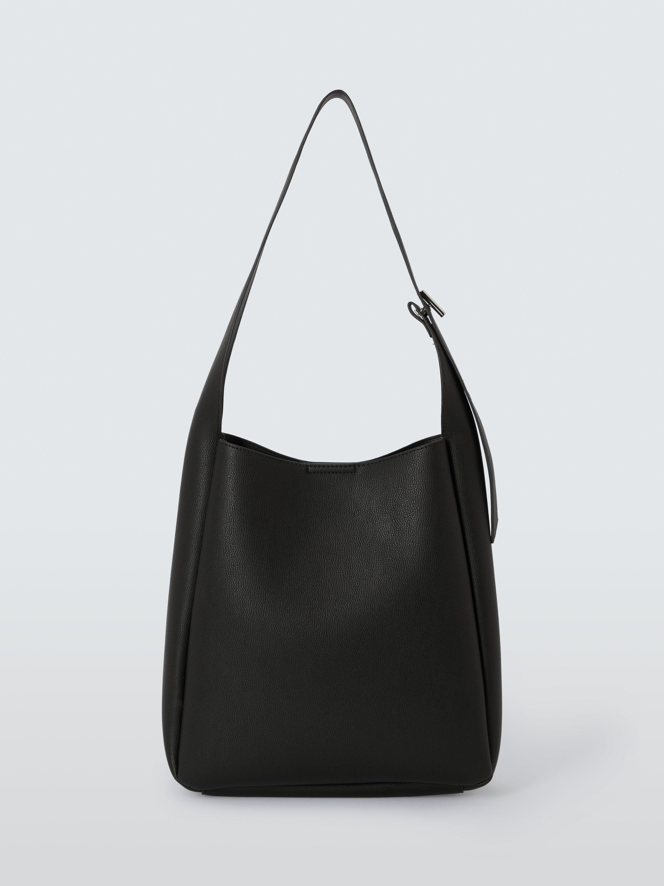 Product image 1 of 4, which shows John Lewis ANYDAY North/South Faux Leather Hobo Bag, Black