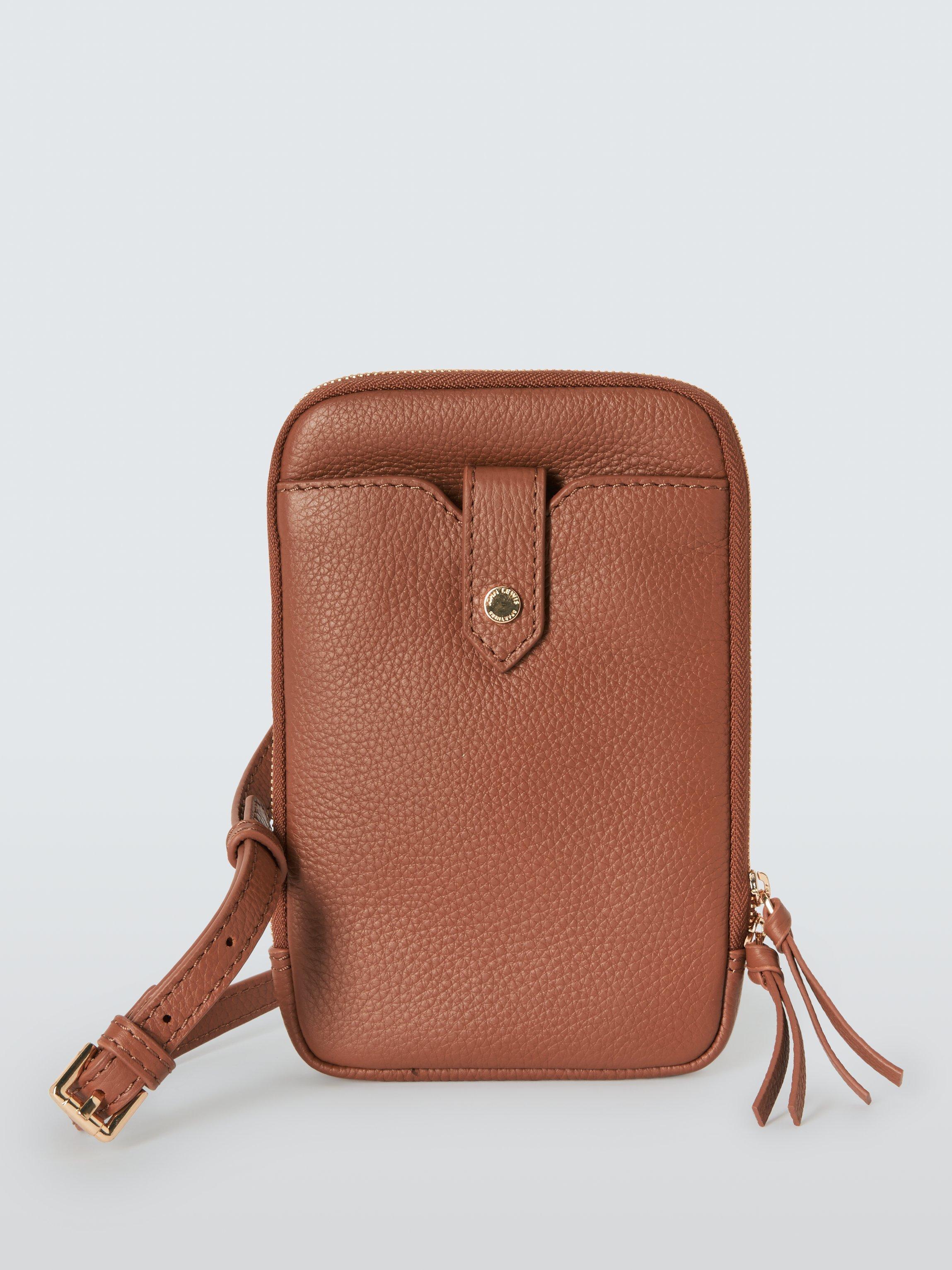 John Lewis Leather Zip Around Phone Cross Body Bag Tan