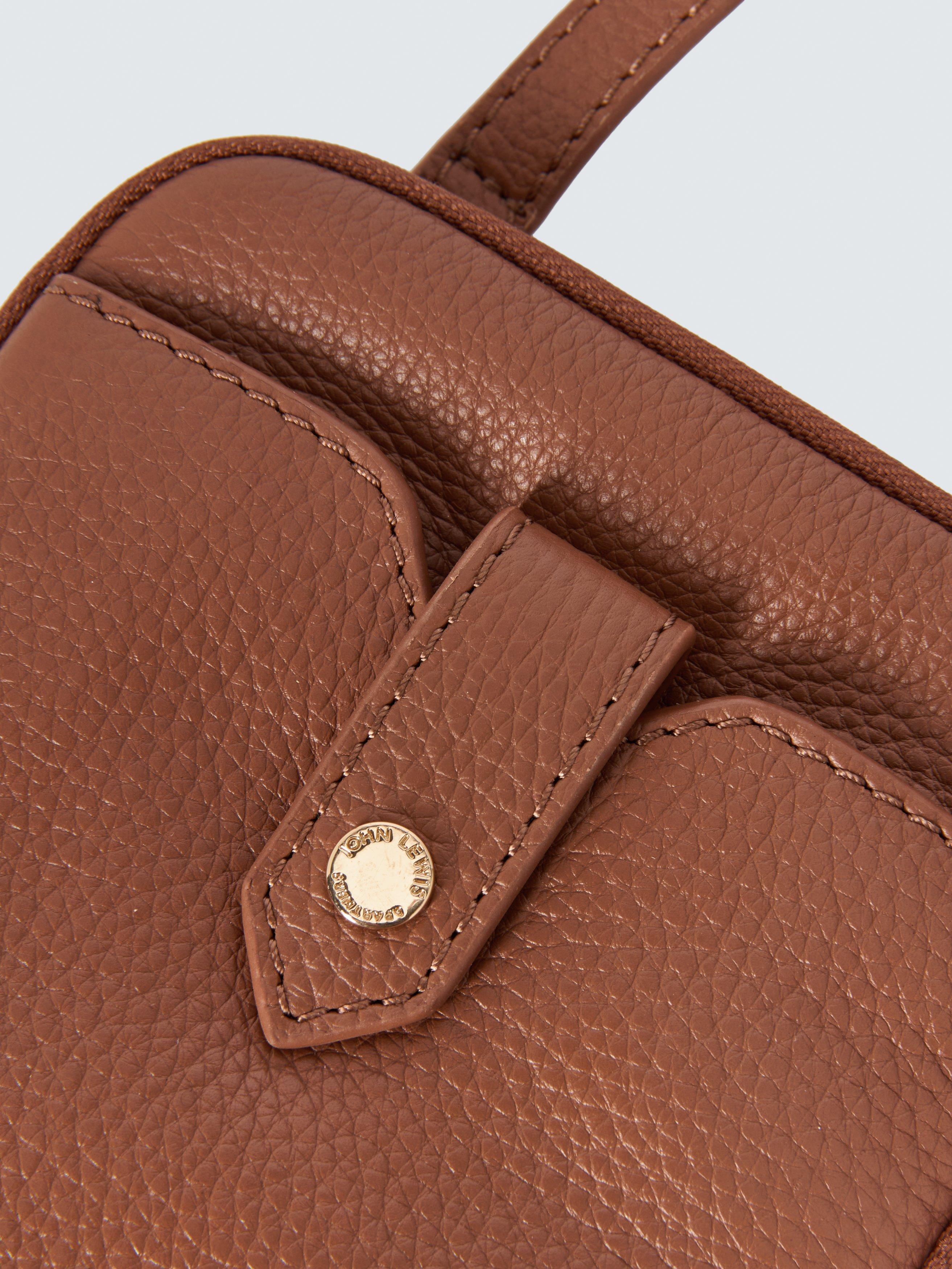 Product image 5 of 6, which shows John Lewis Leather Zip Around Phone Cross Body Bag, Tan