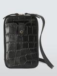 John Lewis Croc Effect Leather Zip Around Phone Cross Body Bag, Black