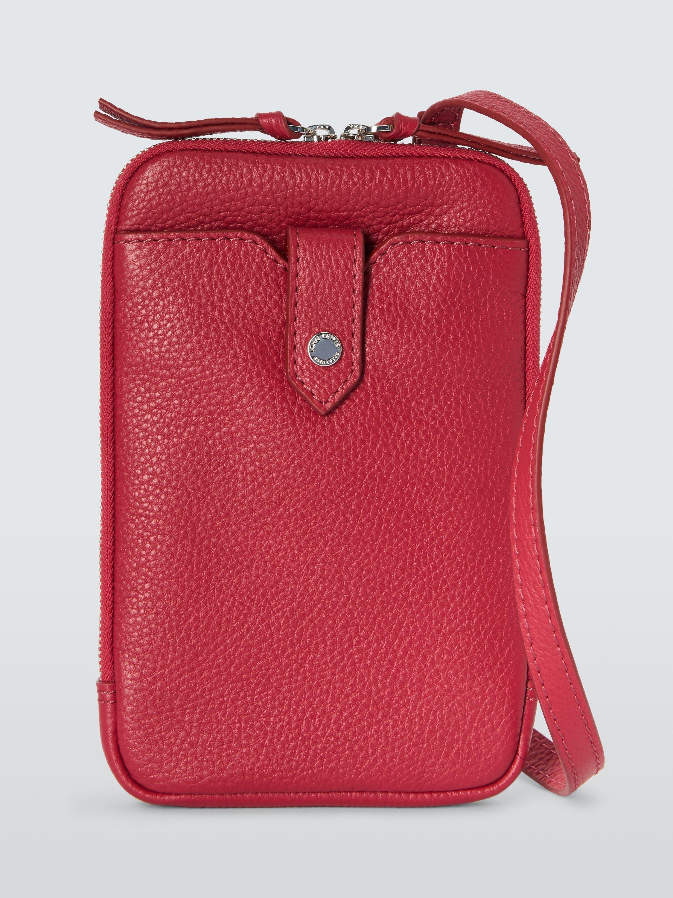 John Lewis Leather Zip Around Phone Cross Body Bag Red