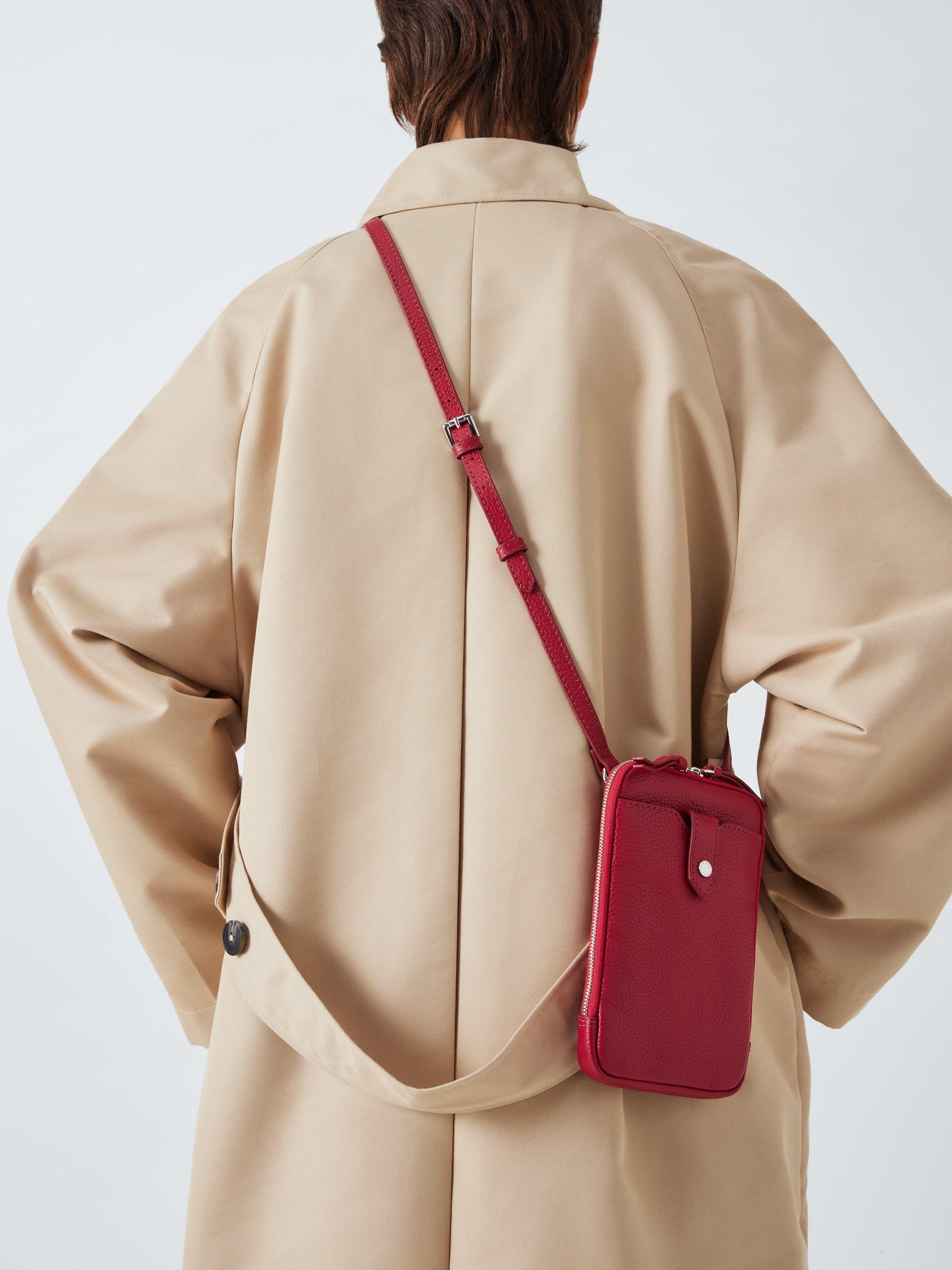 John Lewis Leather Zip Around Phone Cross Body Bag Red