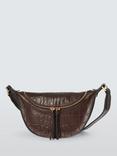 John Lewis Small Belt Strap Leather Crossbody Bag, Chocolate Croc