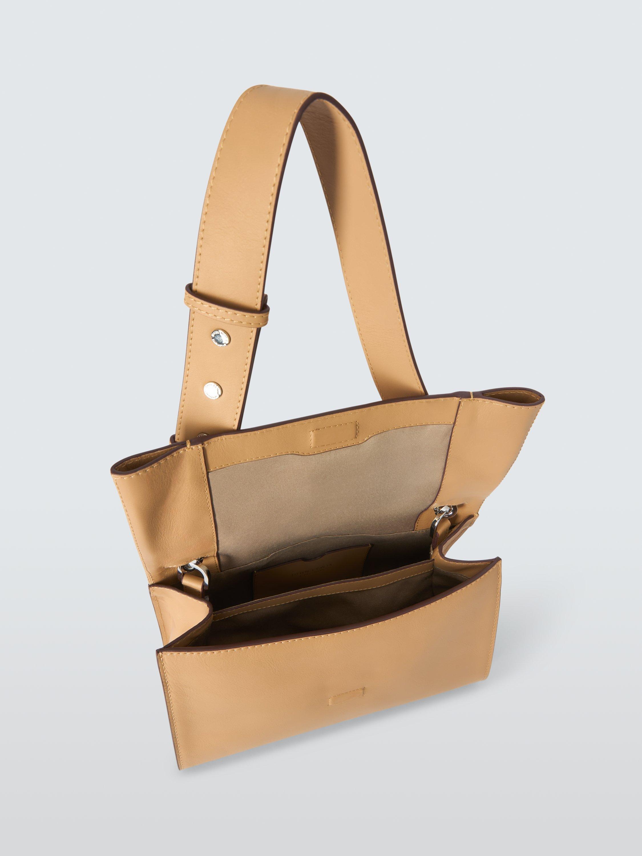 Product image 4 of 6, which shows John Lewis Leather Flap Over Belt Handbag, Camel