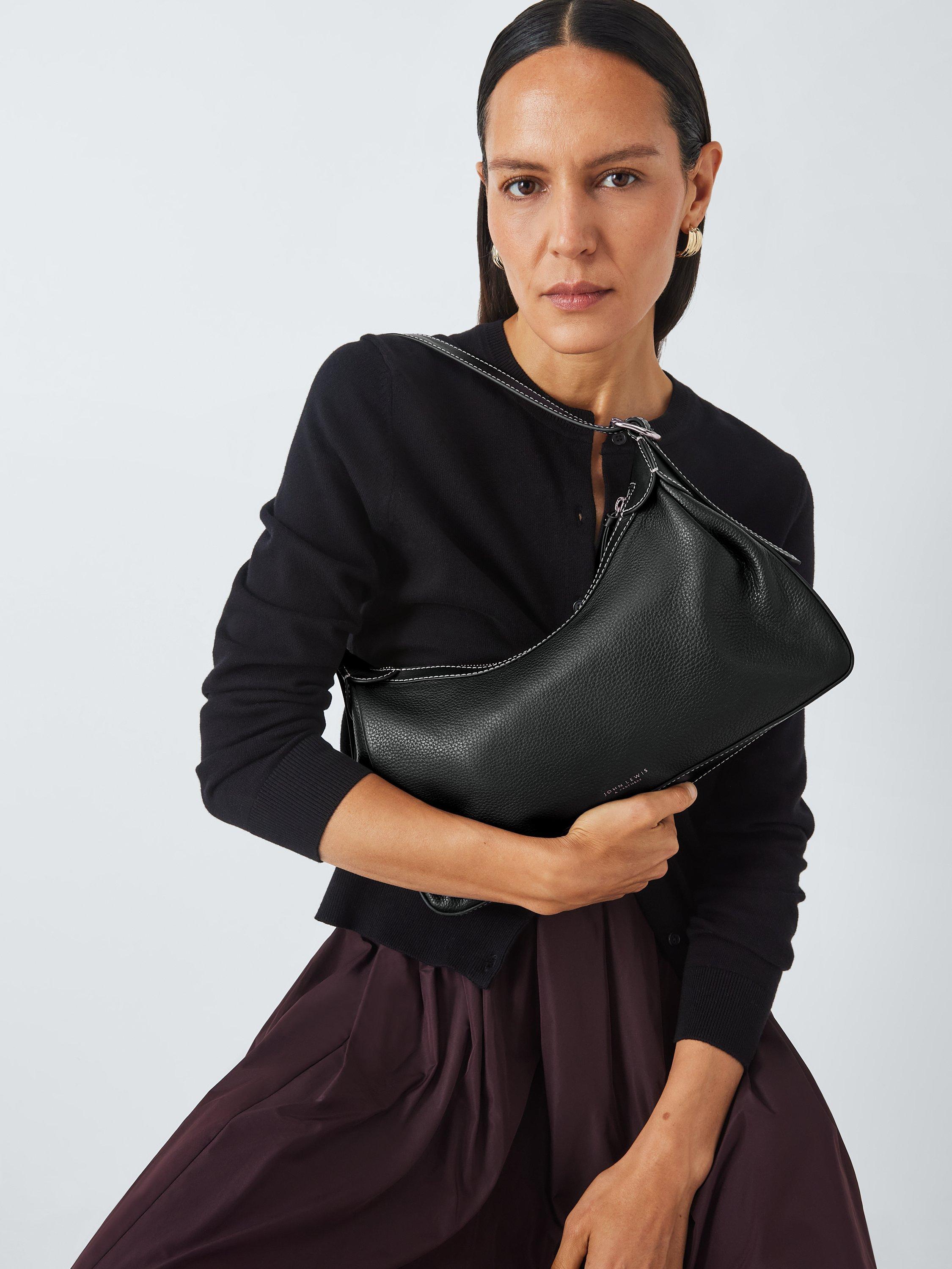 John Lewis Relax Scoop Leather Hobo Bag Black