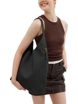 Coach Brooklyn 39 Leather Shoulder Bag - view 2, Black