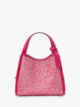 kate spade new york Knott Raffia Tweed Medium Crossbody Tote Bag, Wild Raspberry