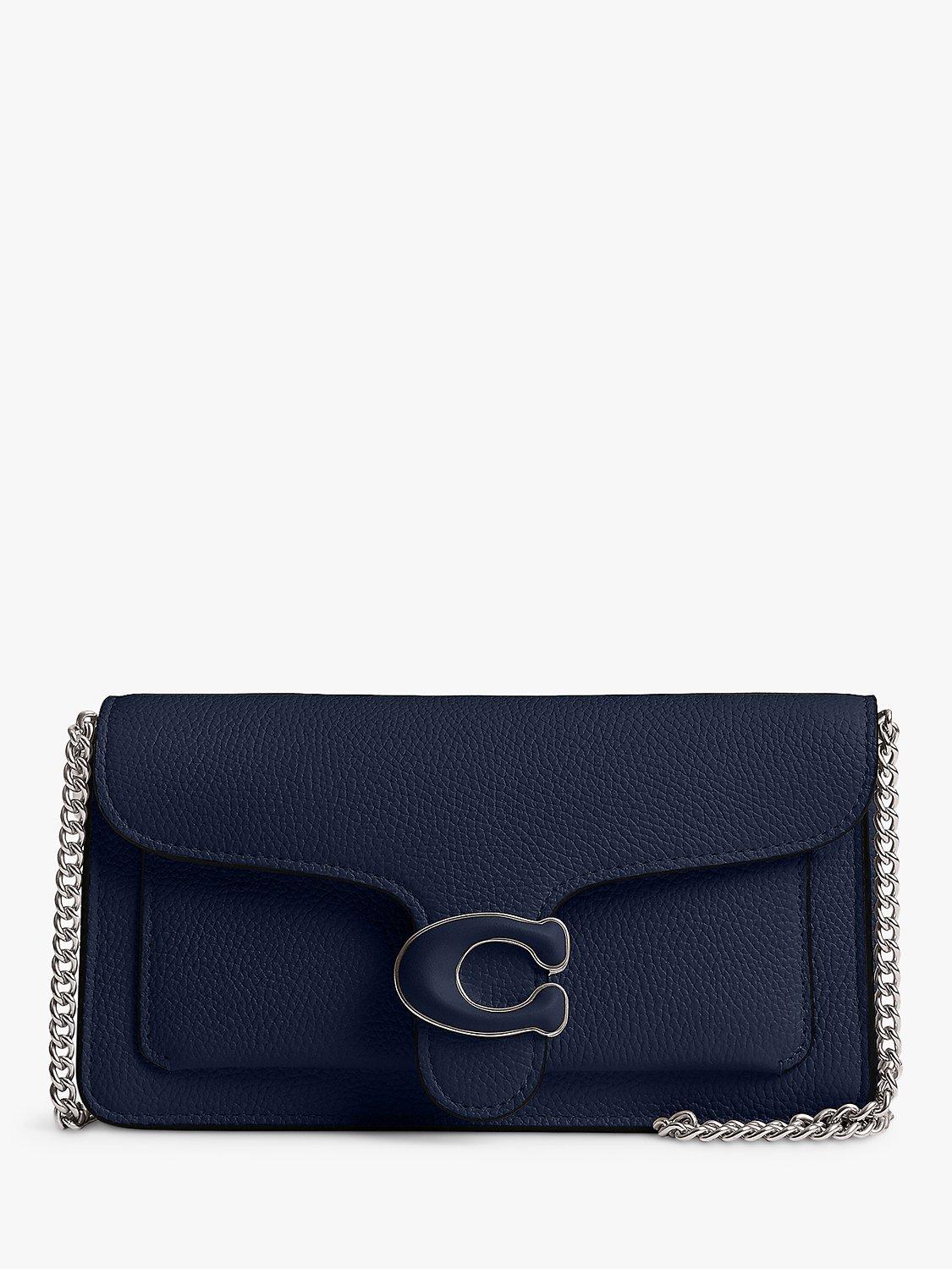 Coach Tabby Chain Leather Clutch Bag Deep Blue