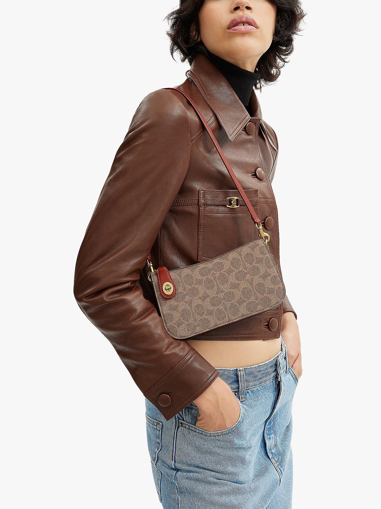 Coach Signature Monogram Shoulder Bag, Tan/Rust