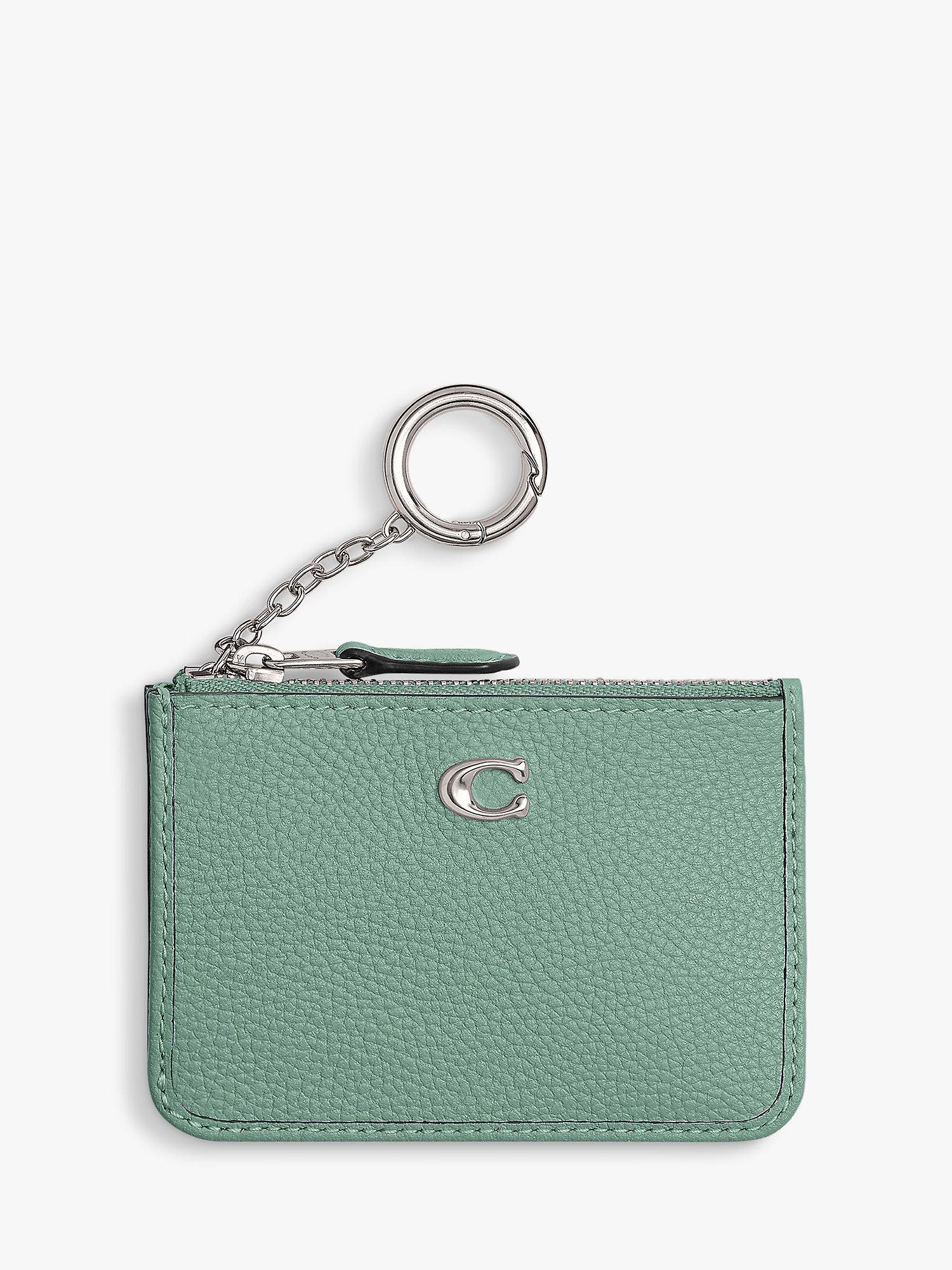 Coach Cross Grain Leather Mini ID Skinny Purse, Aquamarine