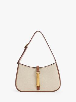 CHARLES & KEITH Cesia Canvas Shoulder Bag, Chocolate