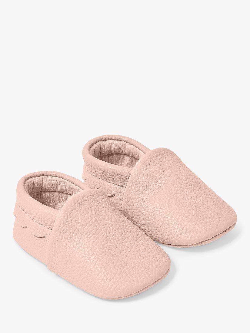 Product image 1 of 4, which shows Katie Loxton Baby Scalloped Pram Shoes, Blush Pink