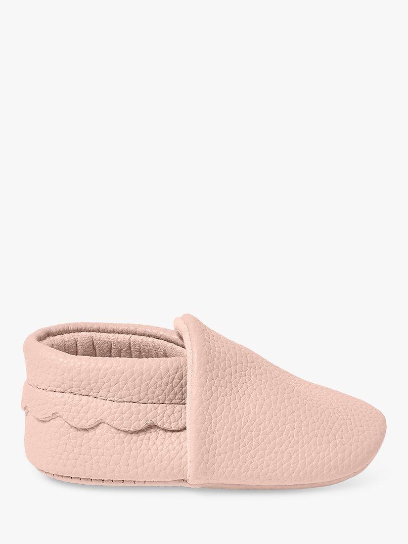 Product image 2 of 4, which shows Katie Loxton Baby Scalloped Pram Shoes, Blush Pink