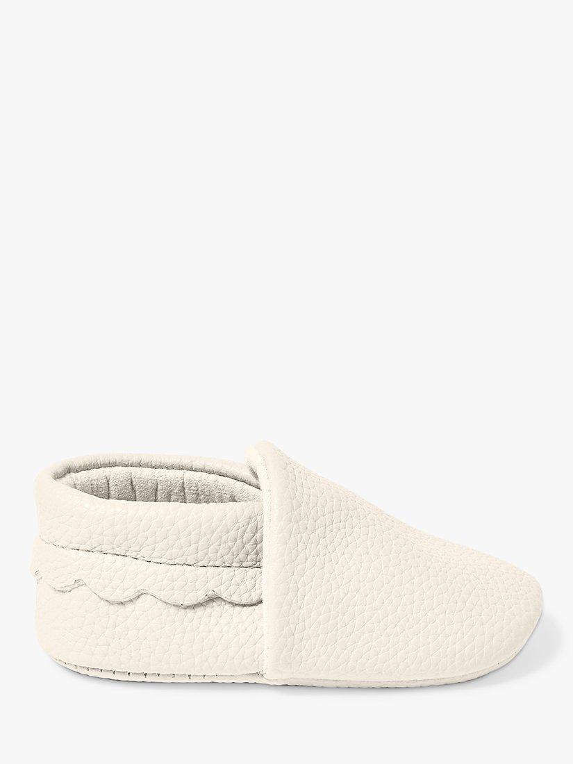 Product image 2 of 4, which shows Katie Loxton Baby Scalloped Pram Shoes, Eggshell