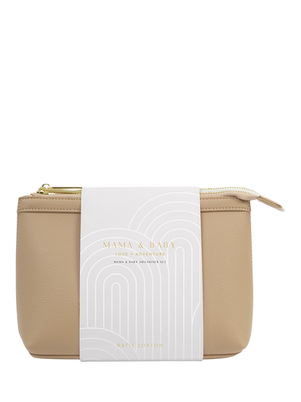 Katie Loxton Mummy & Baby Organiser Pouch, Pack of 2, Tan/White, Tan/White